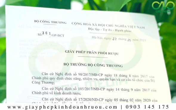 Xin giấy phép phân phối rượu tại Quảng Ninh ĐƠN GIẢN