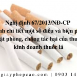 Nghị định 67/2013/NĐ-CP Quy định chi tiết một số điều và biện pháp thi hành luật phòng, chống tác hại của thuốc lá về kinh doanh thuốc lá