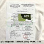 Mẫu giấy chứng nhận CFS bột quế mới nhất tại CAO